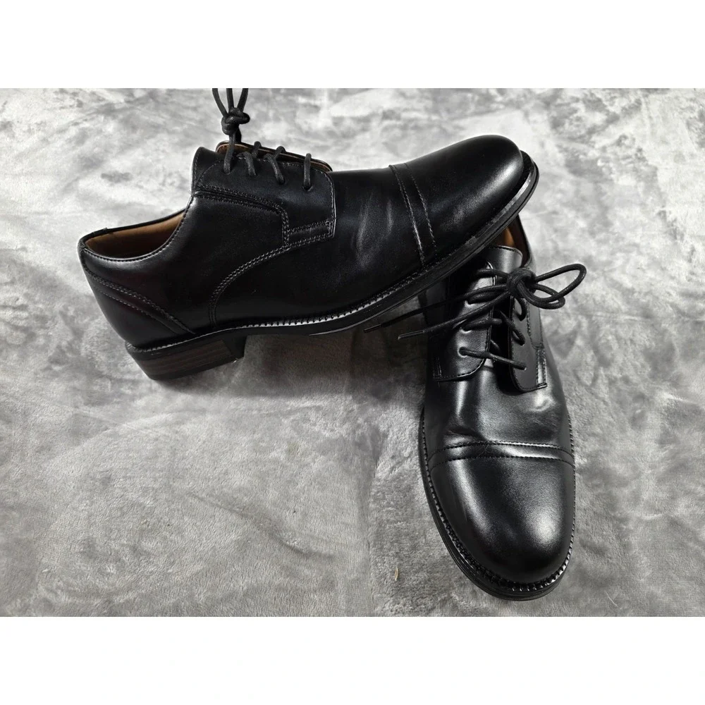Dockers Gordon Black Faux Leather Cap‎ Toe Oxford Dress Shoes Men's 9 Wide